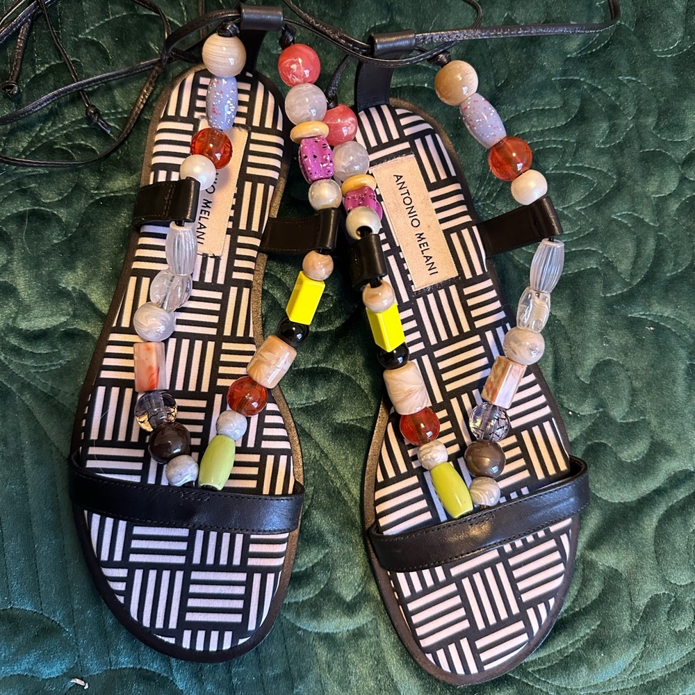Sandals with beaded straps